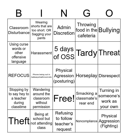 ROAR Bingo Card