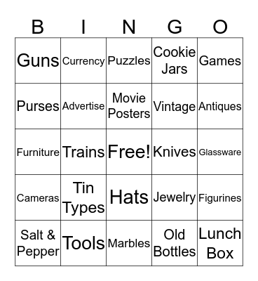 Miss Ellie's Antiques Bingo Card