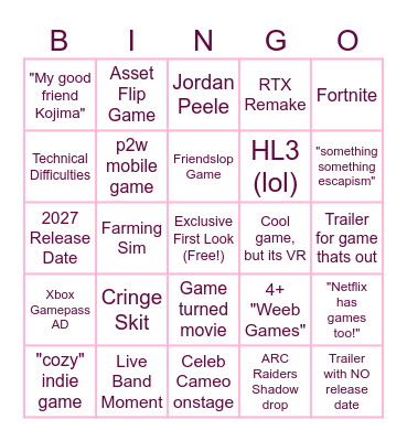 Summer Bingo Card