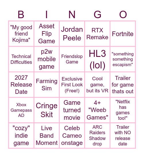 Summer Bingo Card