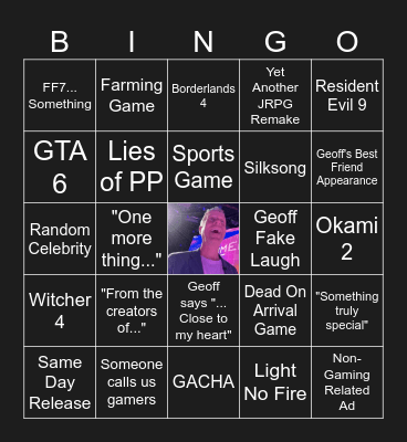 Summer Game Fest 2025 Bingo Card