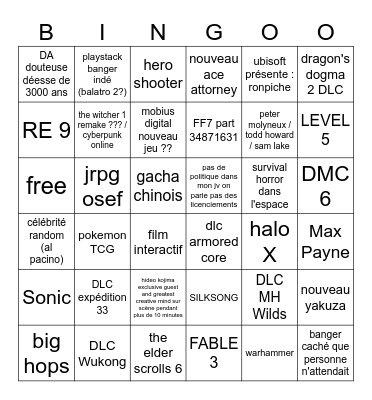 SUMMER GAME FEST Bingo Card