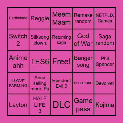 Summer Game Fest Bingo Card