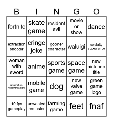 Summer Games Fest Bingo Card