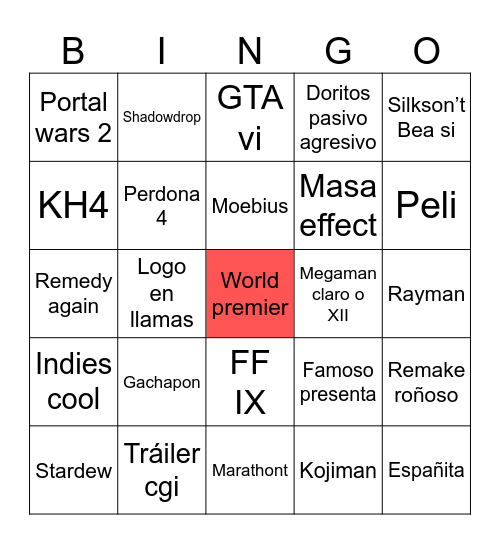 Summer game fest Bingo Card
