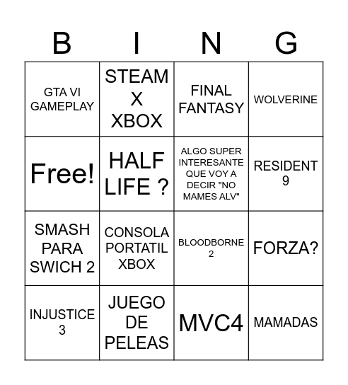 SUMMER GAME FEST Bingo Card