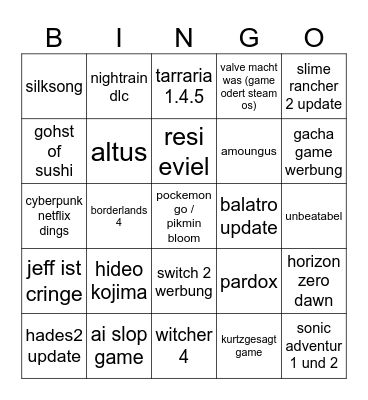 opening live + xbox games showcase+ die anderen shows die vom sgf schaue Bingo Card