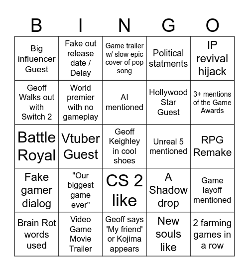 Games fest 2025 Bingo Card