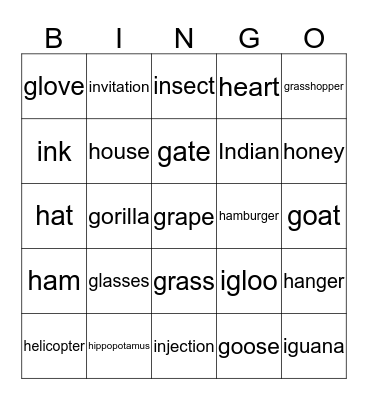 Final Phonics 1 G-I Bingo Card