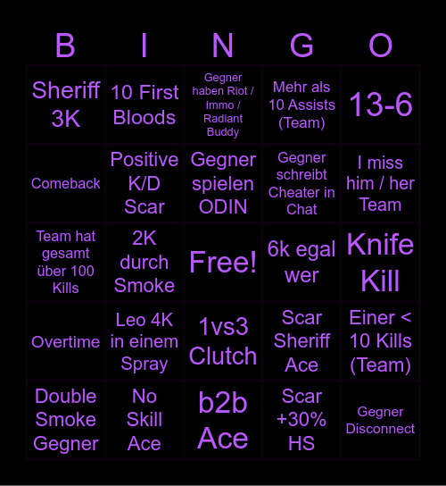 Scar Bingo Jubiläum Bingo Card