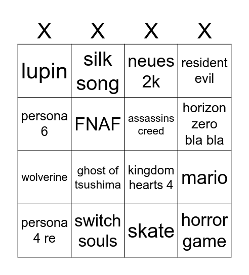 games Bingo Card