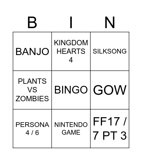 Untitled Bingo Card
