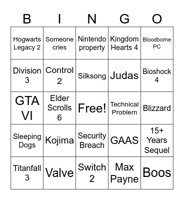 Bingo Card - Summer Game Fest 2025 Bingo Card