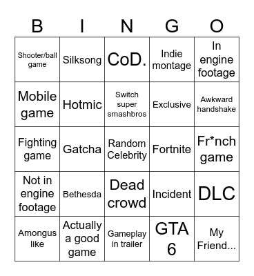 Gaming bingo Card