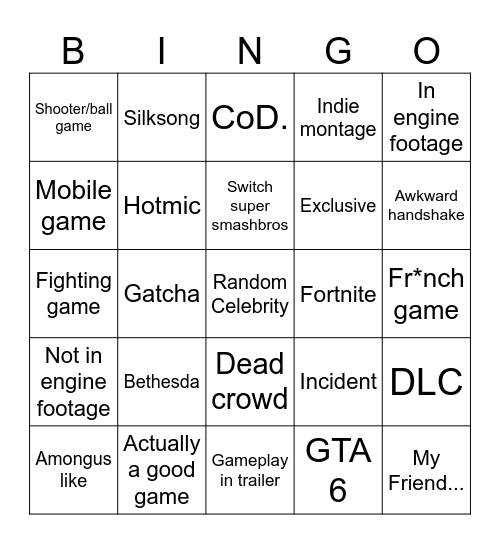Gaming bingo Card