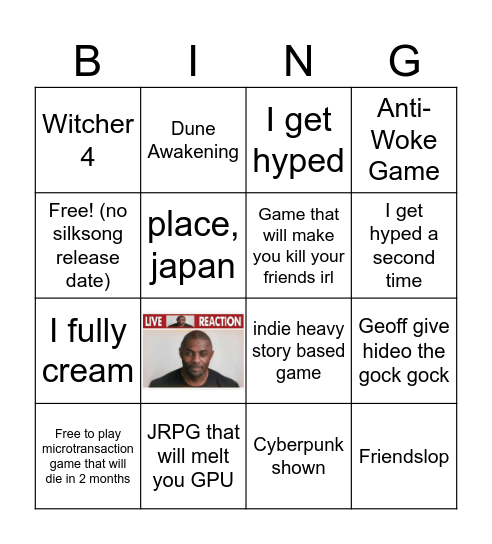 Summer games fest Bingo Card