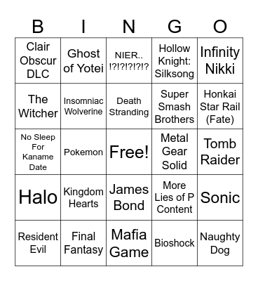 Summer Games Fest Bingo Card