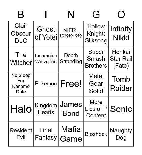 Summer Games Fest Bingo Card