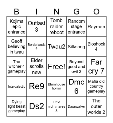 Summer gamefest Bingo Card