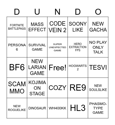 SUMMER GAME FEST Bingo Card