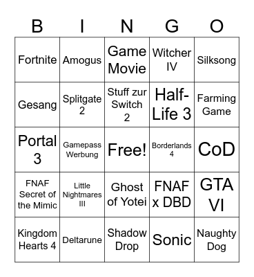 SummerGameFest GER Bingo Card
