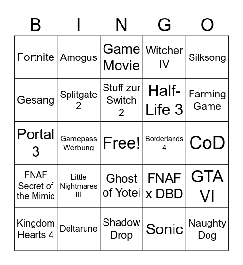 SummerGameFest GER Bingo Card