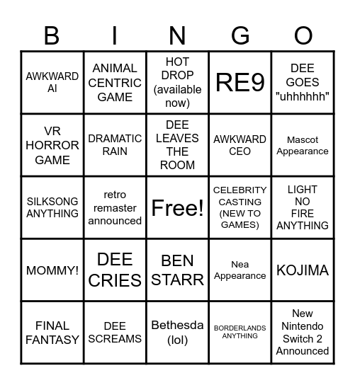 SUMMER GAME FEST PIXEL STYLE Bingo Card