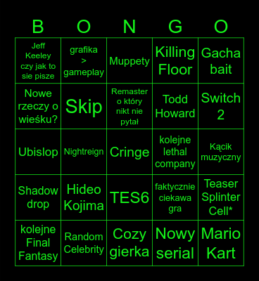 Festyn Gier Letnich Bingo Card
