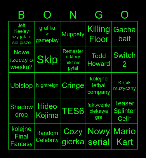 Festyn Gier Letnich Bingo Card