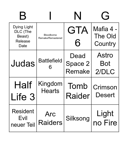 Summer Game Fest Bingo Card