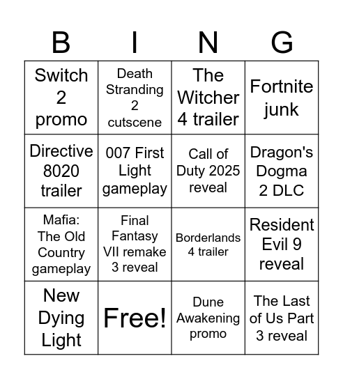 Untitled Bingo Card
