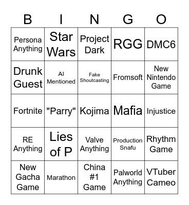 Summer Games 2025 Bingo Card