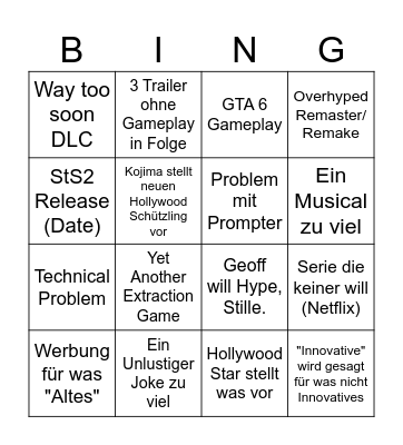 Summer Games Fest Bingo Card