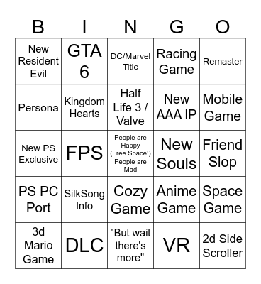 Summer Games Fest Bingo Card