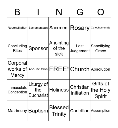 WE BELIEVE THREE--GRADE 5 Bingo Card