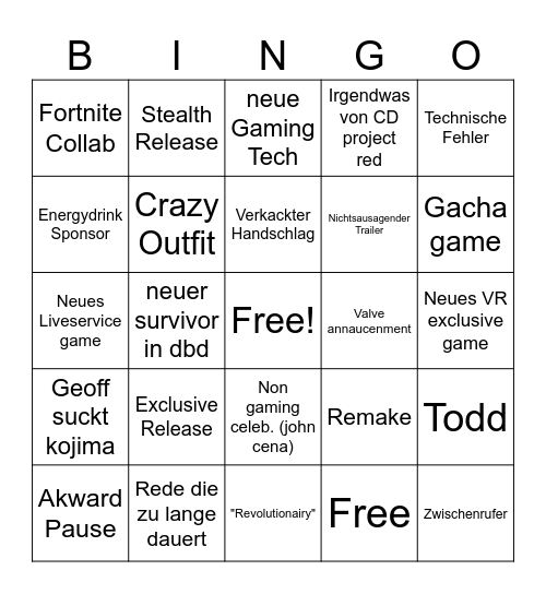 SGF Bingo Card