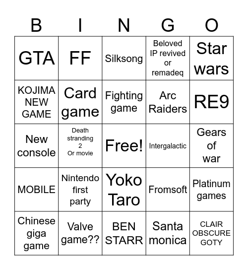 Untitled Bingo Card