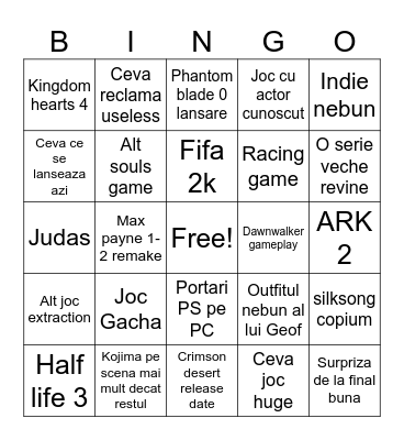 Summer Game Fest 2025 Bingo Card