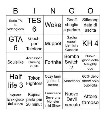 Summer Game Fest Bingo Card