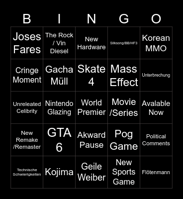 Summer Games 2025 Bingo Card