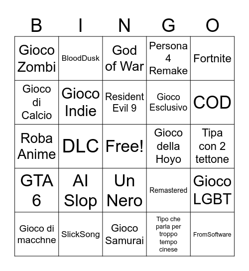Summer Game Fest Bingo Card