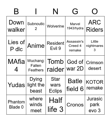 Bingo Lootbox SUMMER GAME FEST 06.06.2025 Bingo Card