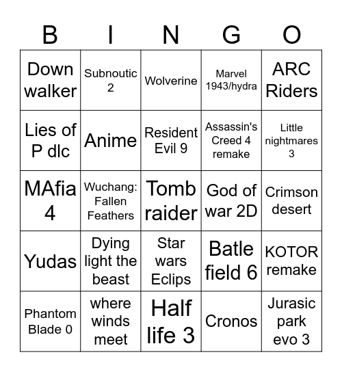 Bingo Lootbox SUMMER GAME FEST 06.06.2025 Bingo Card