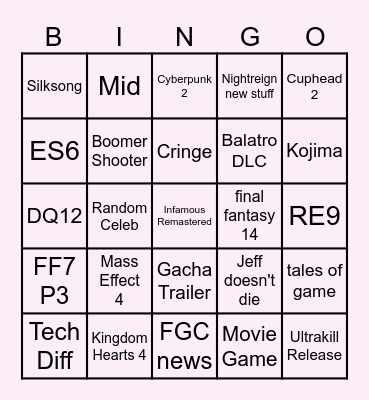 Summer Games Fest Bingo Card