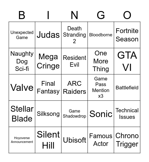 Untitled Bingo Card