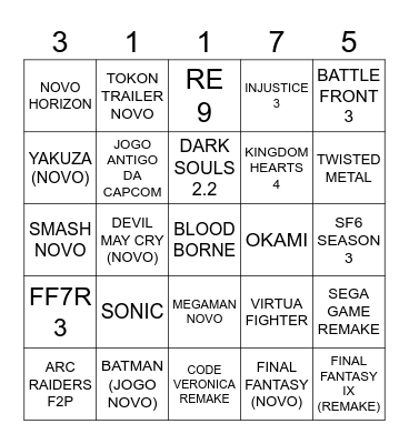 Summer Game Fest 2025 Bingo Card