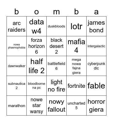 summer game fest Bingo Card