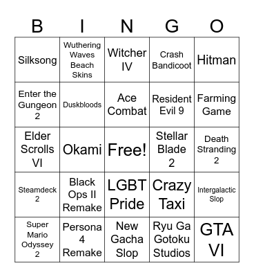 Summer Games Fest 2025 Bingo Card