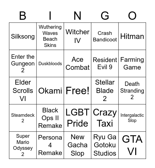Summer Games Fest 2025 Bingo Card