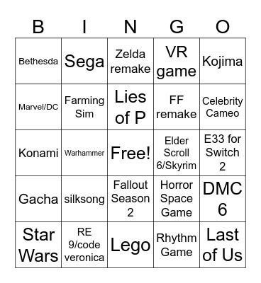 Summer Games Fest Bingo Card